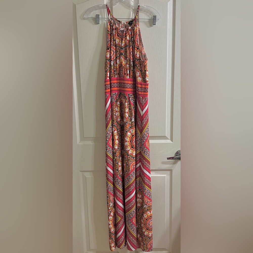 b calm Boho Maxi Halter Geometrical Dress Sz XL